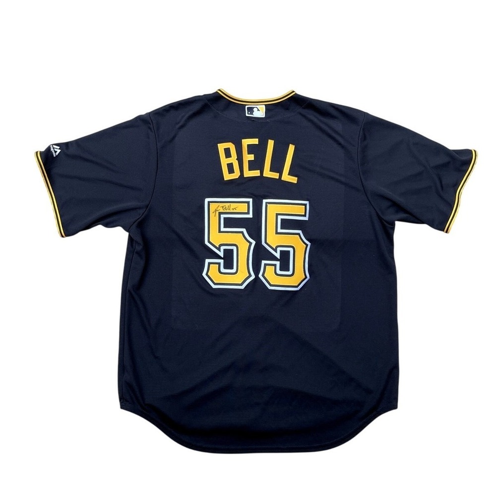 Josh Bell 55 Autograph MLB Pittsburgh Pirates Majestic Jersey Mens XL Black